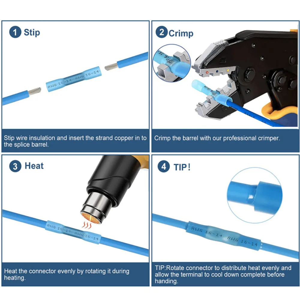 270-teiliges Schrumpfverbinder-Set 26-10 AWG Wasserdichte Elektrische Kabelverbinder - Verzinnte Rotkupfer Isolierte Crimpverbinder – Detail 4