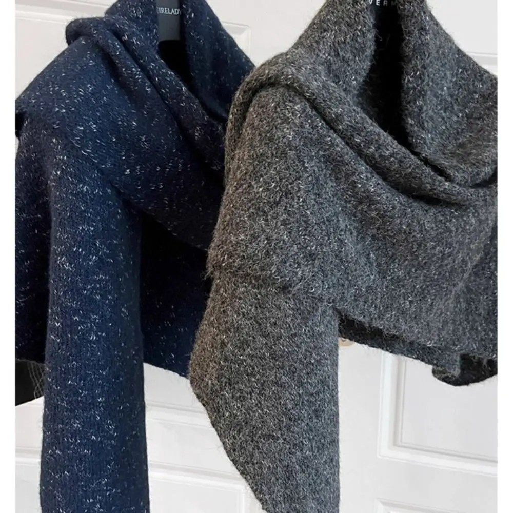 

Женская мода, осень-зима, теплая шерстяная вязаная шаль, высококачественный корейский треугольный шарф, термонакидка, накидки