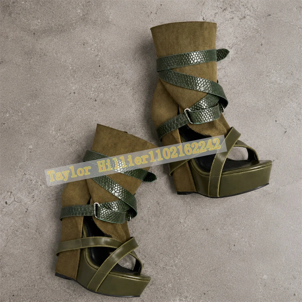 Women Green Platform Wedge San - Sandal Strappy Heeled 评论和价格
