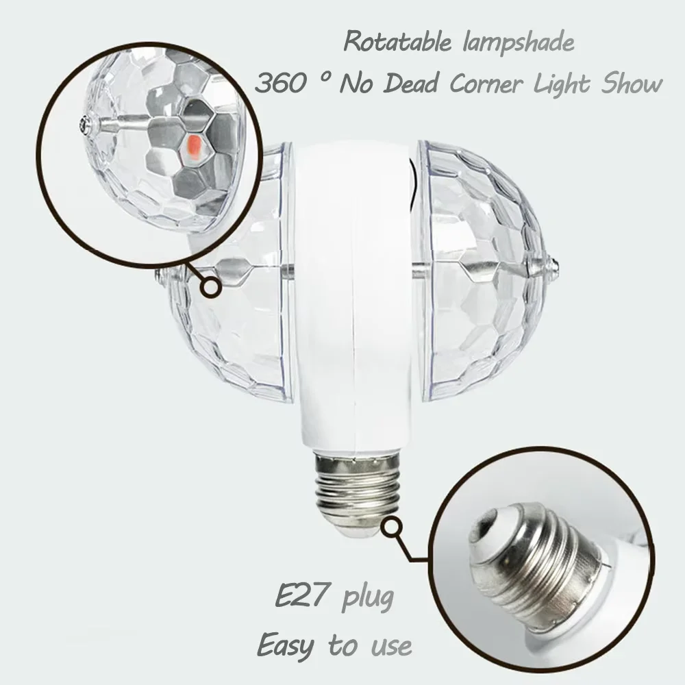 جديد E27 DJ ديسكو الكرة ضوء أضواء للمسرح الصغيرة الزفاف الدورية الجمهور فلاش الأسرة هالوين عيد الميلاد حفلة مصباح لتهيئة الجو #4