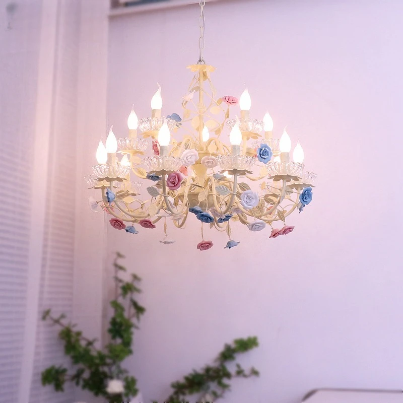 

French Countryside Led Crystal Chandelier Home Decoration Living Room Bedroom Dining Room Villa Staircase Garden Lighting