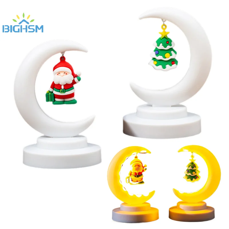 Santa Claus Moon Night Light Christmas Decorations Perfect Gifts For Kids Window Displays Table Ornaments