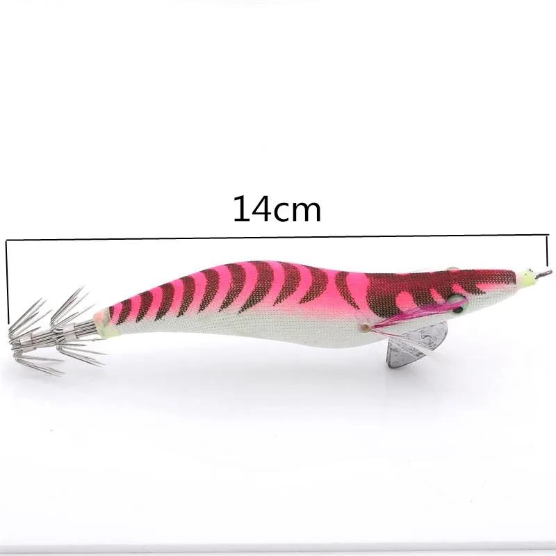 2 Stück Premium Holz-Angelköder Tintenfisch-Jig-Haken - Realistisches Garnelen- und Tintenfisch-Design - Harter Köder für Salz- und Süßwasser – Detail 5