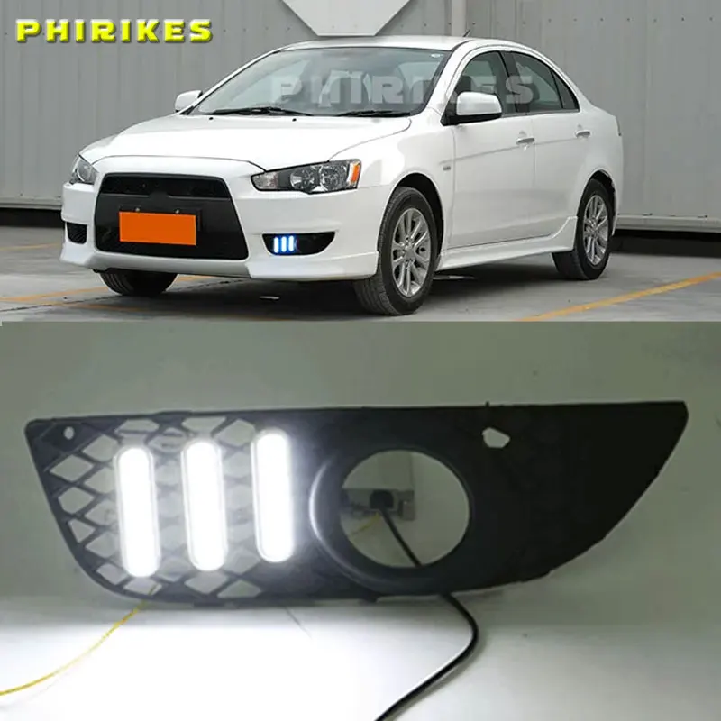 

Для Mitsubishi Lancer EX 2009 2010 2011 2013 2014, белый, желтый, автомобильные светодиодные DRL дневные ходовые огни, противотуманные фары, украшение