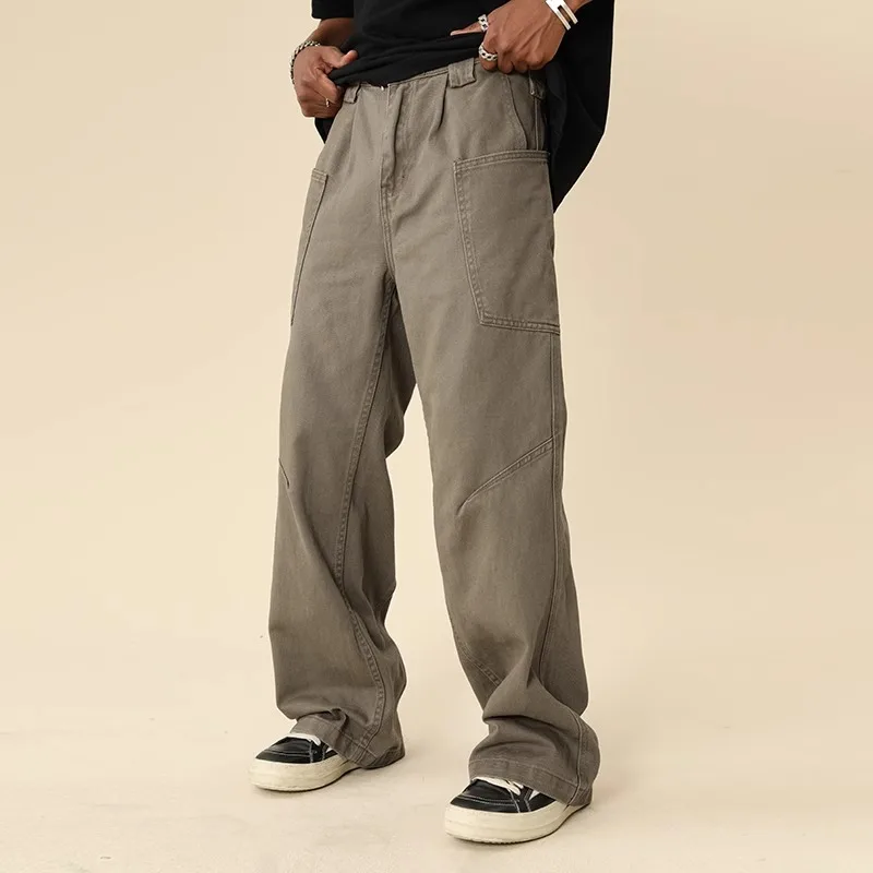 

Американские ретро-брюки 3D прямого кроя для мужчин, свободные повседневные длинные брюки Bo Vitali, износостойкие