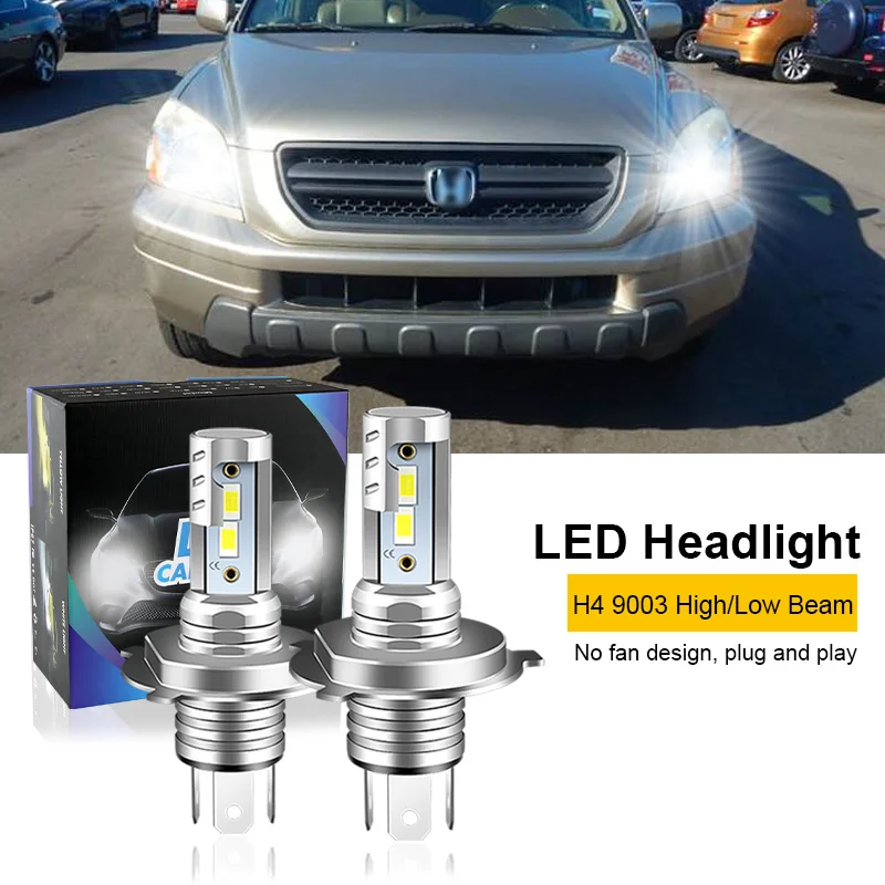 2PC For Honda Pilot 2003 2004 2005 H4 9003 LED Headlight Bulbs CSP Fanless With Canbus High & Low Beam  H4 LED Headlamp 12000lm