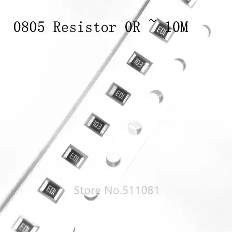 1000PCS 0805 SMD 1/8W Chip Resistor 0R ~ 10M 0 10R 100R 220R 330R 470R 1K 4.7K 10K 47K 100K 0 10 100 330 470 ohm