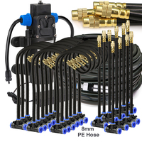 Garden Black 20cm Flexible Brass Nozzle Adjustable Spray Watering Kit 8mm PE Hose 110V-220V Power Self-priming Pump Fogging Kit