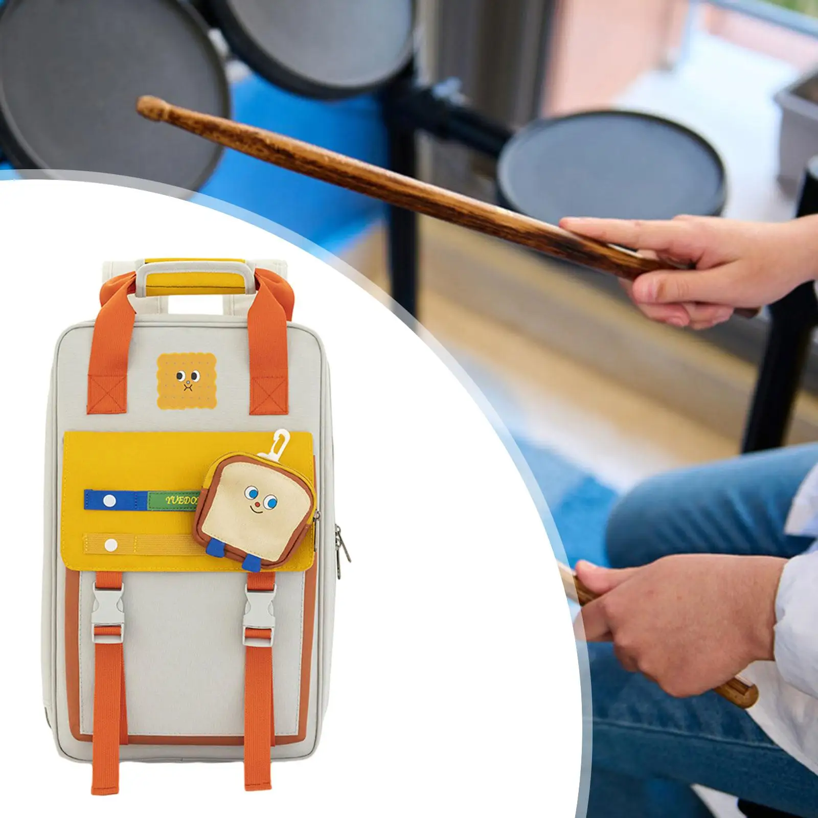 

Drumstick Backpack Percussion Drum Sticks Handbag for Mallets Beginners Kids