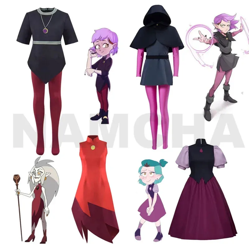 

The Owl Cos House Amity Blight Edalyn Clawthorne Cosplay Costume dress Red Skirt Suit Uniform Halloween Outfits Womens Girls