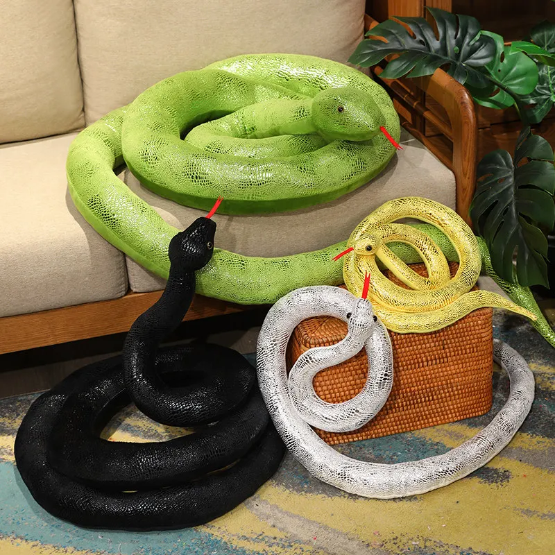 160/200CM Large Size Simulation Python Plush Toy Stuffed Snake Plushie Pillow Birthday Gift Home Decoration