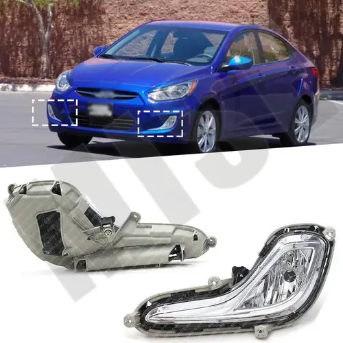Conjunto de lámpara antiniebla izquierda y derecha para coche, parachoques de repuesto, lente transparente, luz antiniebla apta para Hyundai Accent 2012-2016 922021R000 922011R010