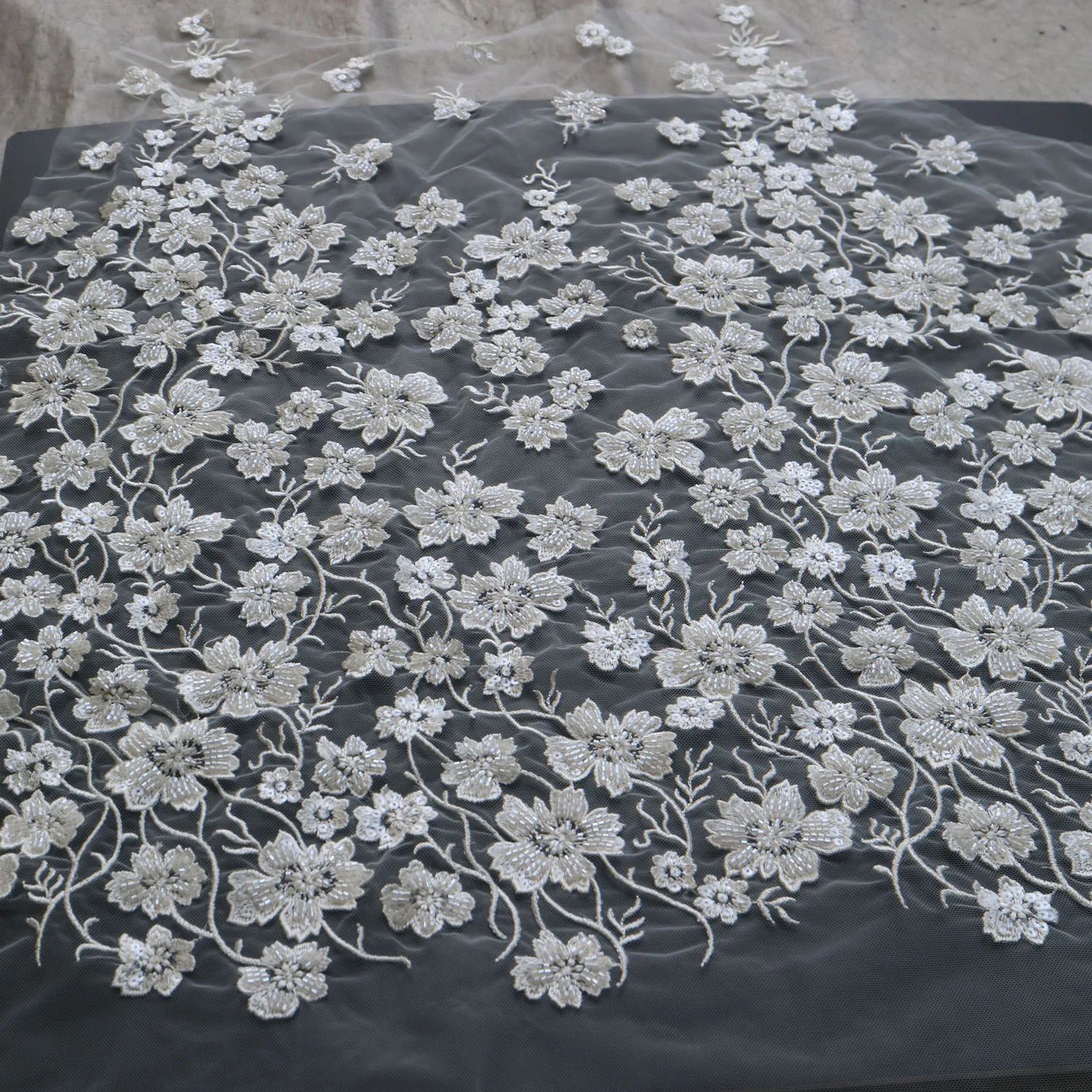 33*70cm luxury embroidery flower applique lace fabrics for wedding dresses DIY sewing floral lace trims for clothing decoration