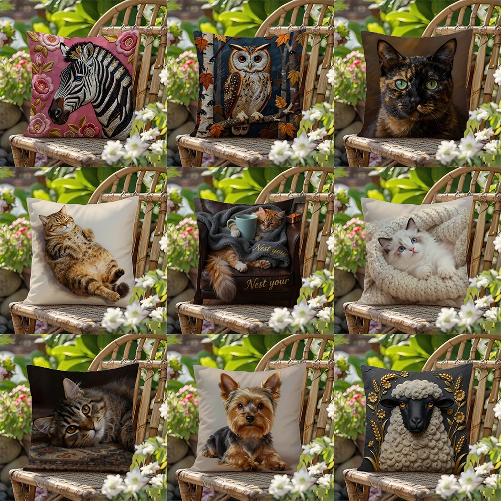 New on the pillowcase: zebra, cute cat, cute pet dog, sheep and other colorful patterns 2d graphic printing