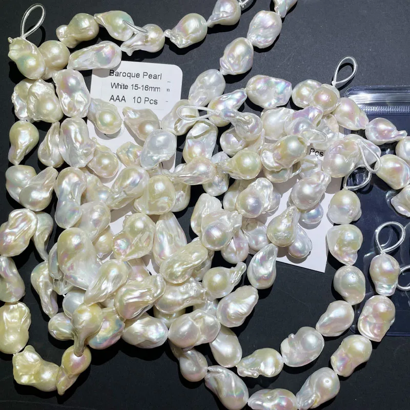 A 2A 3A Freshwater Pearl White Loose Baroque Pearl Beads Irregular Shape Pearl Strand for Jewelry Making Lady's Legant Necklace