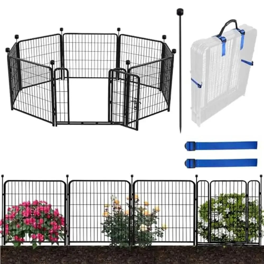 32in High Garden Fence Gate Kit 8 Panels 17.7Ft Total Length Raised Beds Outdoor Indoor Dog Border Easy Install Strong Stable