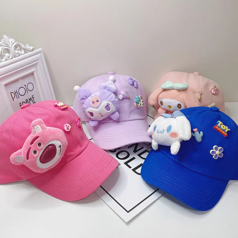 New cartoon children's Korean version spring cute cartoon strawberry bear Yugui dog wide brimmed casual baseball cap