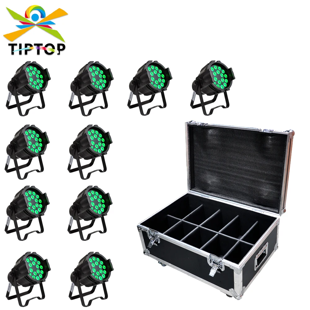

10IN1 Flight Case Pack 18x3W Mini RGB 3IN1 Color Aluminum Stage Par Cans American DJ Supply Scan Wash LED Lighting