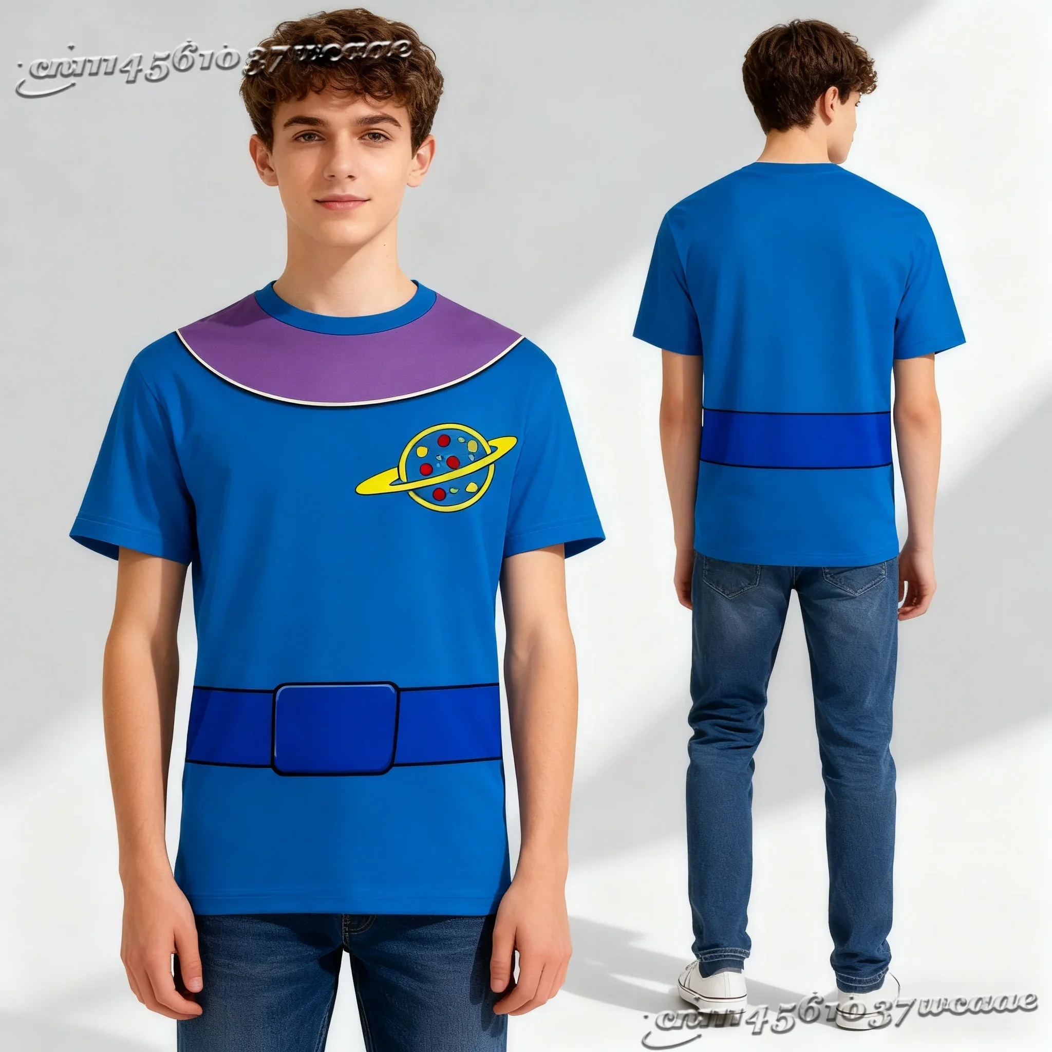 2026 Cartoon Space Alien Cosplay  Short Sleeve T-shirt Anime Character Costume Style Casual Crewneck Top FamilyMatching