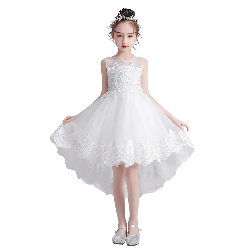 2023 Summer Kids Toddler Princess Dress for Birthday Ceremonies Wedding Party Flower Girls Tulle Asymmetrical Size 4-9