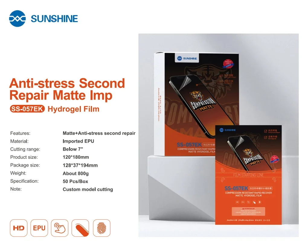 Sonnenschein SS-057 SS-057EK SS-057RK hydro gel film handy bildschirm schutz film mit schnitte qr code lcd bildschirms chutz – Detail 3