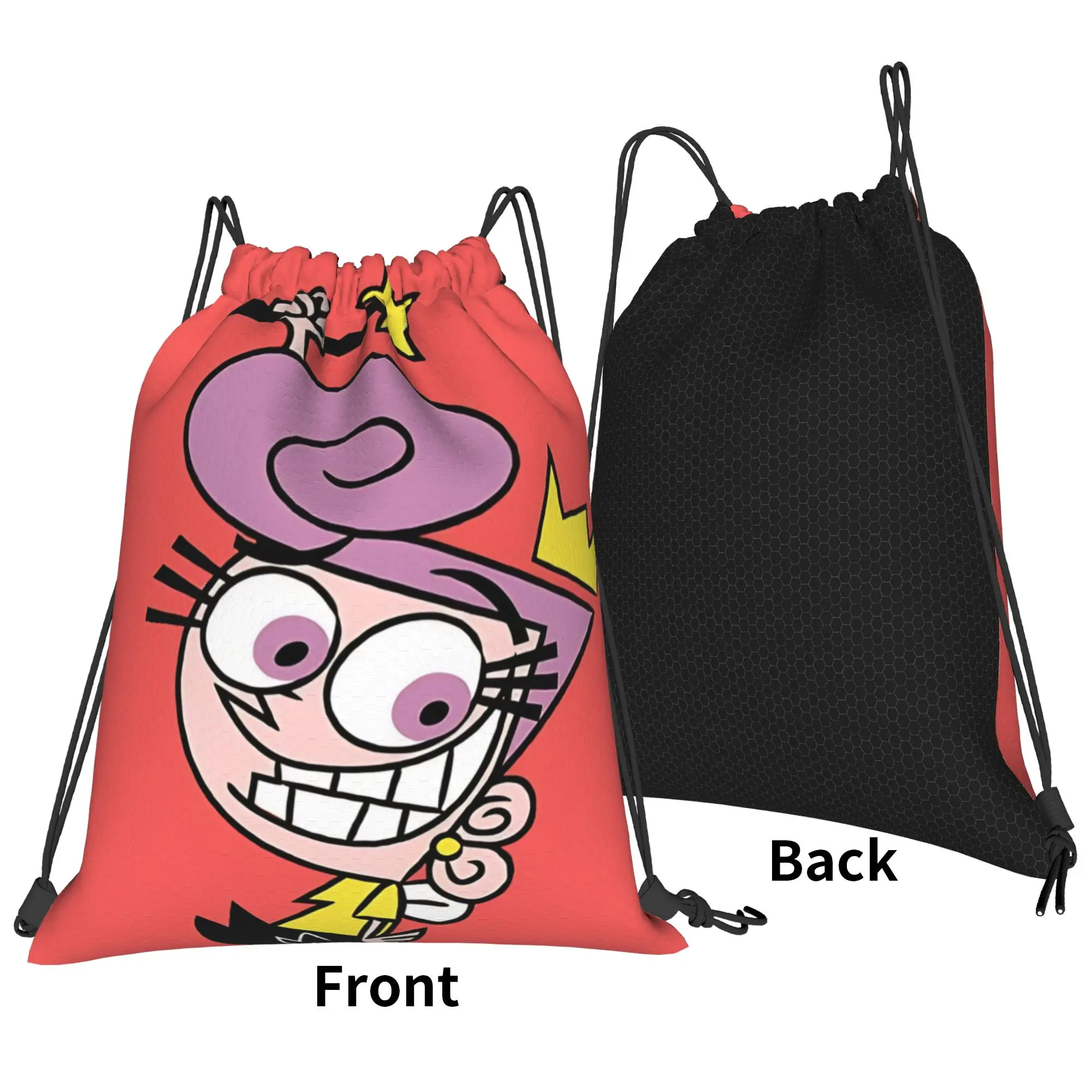 Fairly Odd Treasures retro animated  Portable Hiking Riding Gym Drawstring Storage Sporty Backpacks