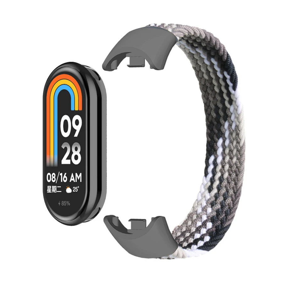 Gevlochten nylon solo loop band voor Xiaomi Mi Band 10 9 8 vervangende elastische horlogebandjes armband voor Mi Band 8 9 10 NFC