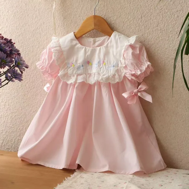 Kleines Ballon-Stickerei-Mädchenkleid für Hochzeiten und Partys, Sommer-Neuheit, Kinder-Alltagskleidung, Freizeitkleidung, Boutique-Kleid für Babymädchen – Detail 1