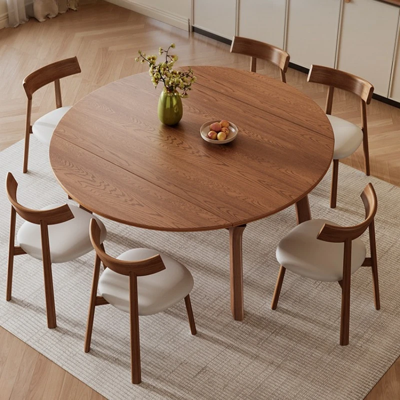 

Раздвижной обеденный стол в стиле середины века с 6 стульями, многофункциональный, высококачественный, круглый, простой, раскладной, мебель для столовой.