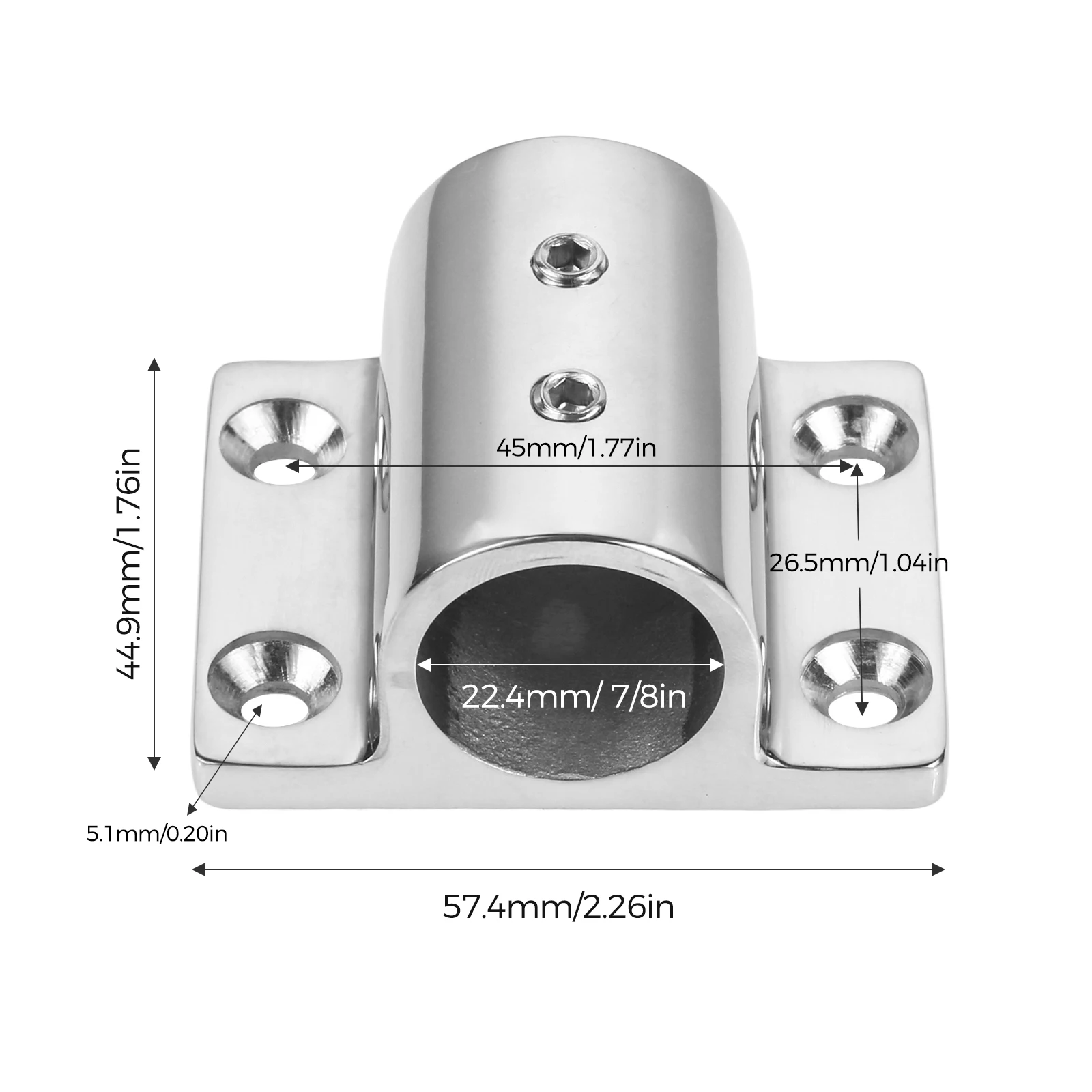 22mm/25mm  316 Stainless Steel Boat 90 Degree Rectangle Stanchion Base Handrail Mount Fitting Kayak Canoe Yacht Marine Hardware