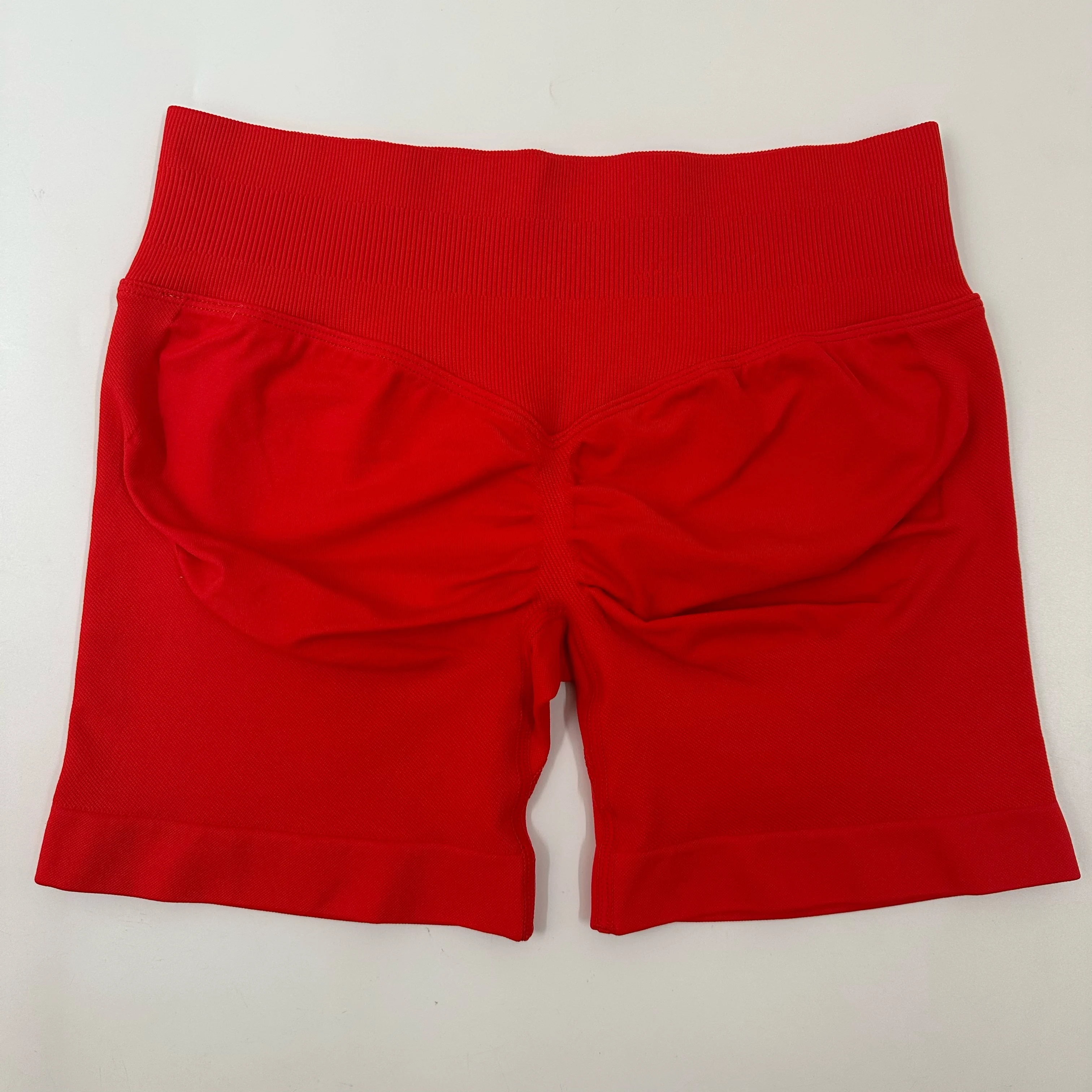 No Logo Yoga Shorts Low Ribbed Waist Band Yoga Shorts Seamless Scrunch Bum Workout Gym Shorts Booty Hight Stretch Running Shorts image 6