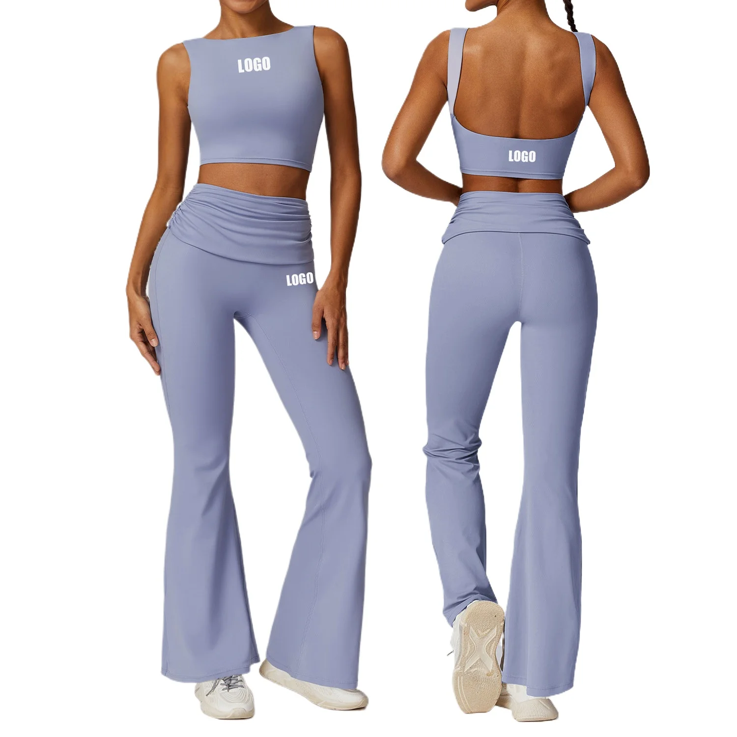 

Женская весенняя одежда телесного цвета с индивидуальным логотипом, облегающая спина, одежда для йоги и фитнеса, спортивный дышащий быстросохнущий комплект для бега