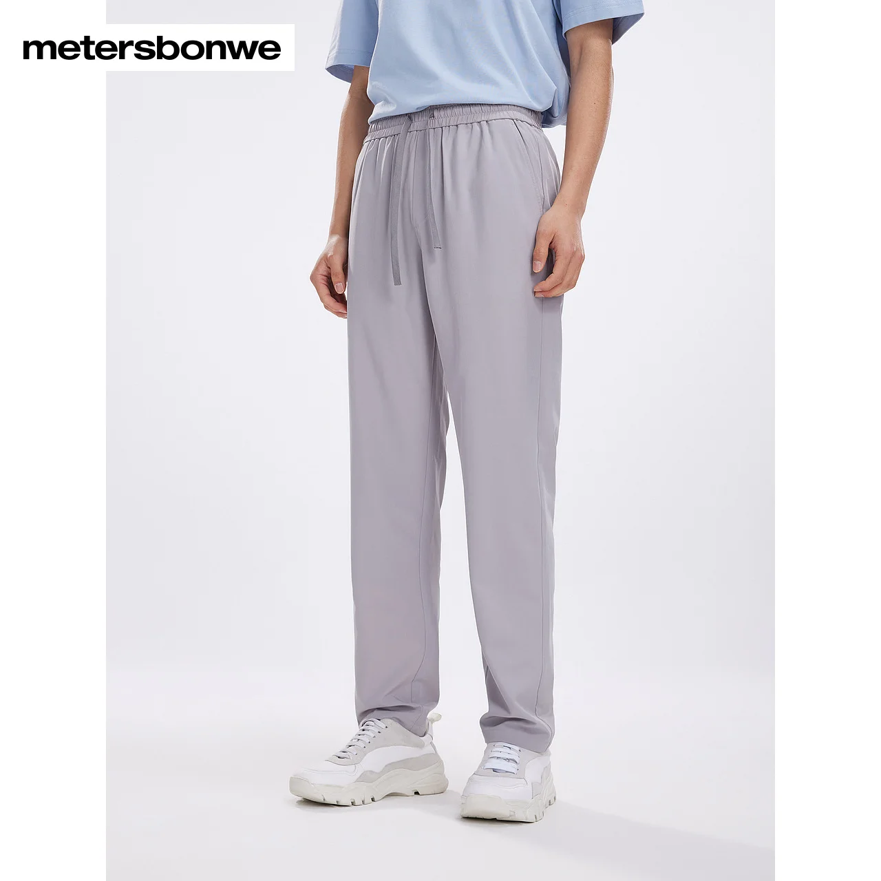 Metersbonwe-2024 New Summer Men Cool Casual Trousers Mid Waist Quick Dried Pants, Elastic, Comfortable, Brand Bottoms