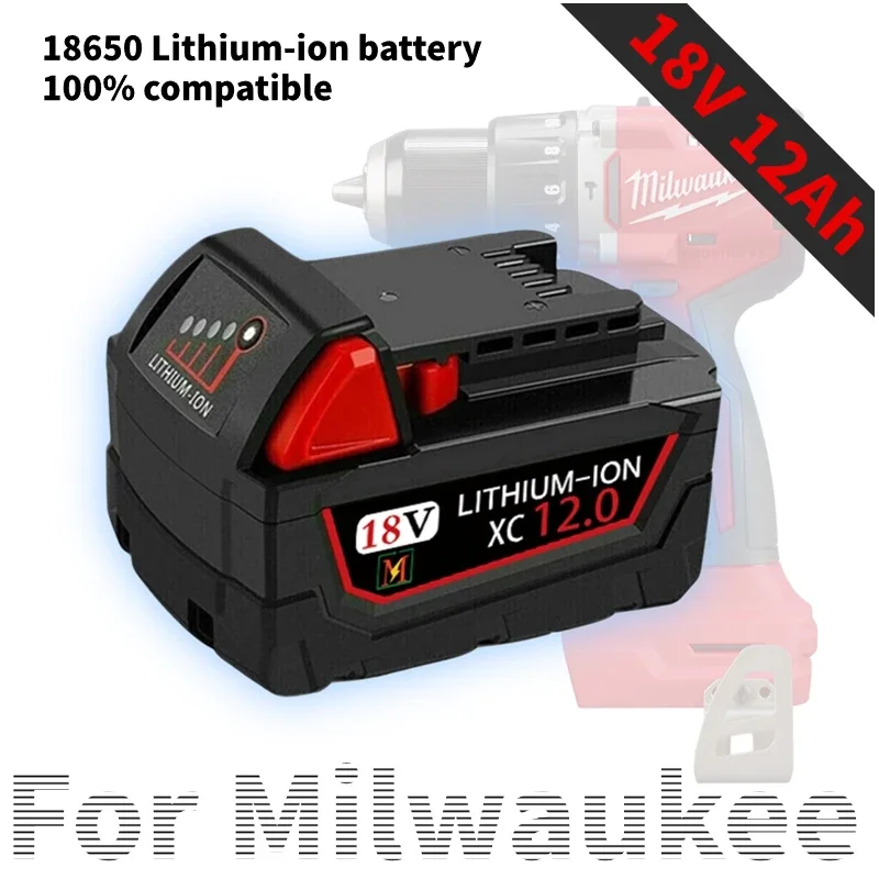 

for Milwaukee 18V Battery for M18 M18B5 XC Lithium ION Battery 9.0/6.0Ah 48-11-1815 48-11-1850 2604-22 2604-20 2708-22 2607-22