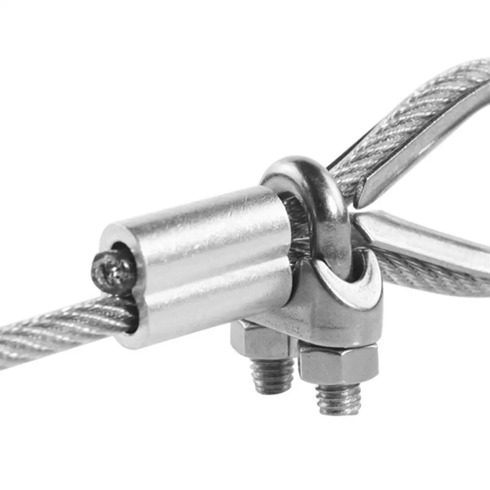 10-50Pcs Durable M1 to M12 Crimp Sleeve Fixing Clip Double Hole Cable Clip Aluminum Hardware Wire Ferrules Steel Wire Rope