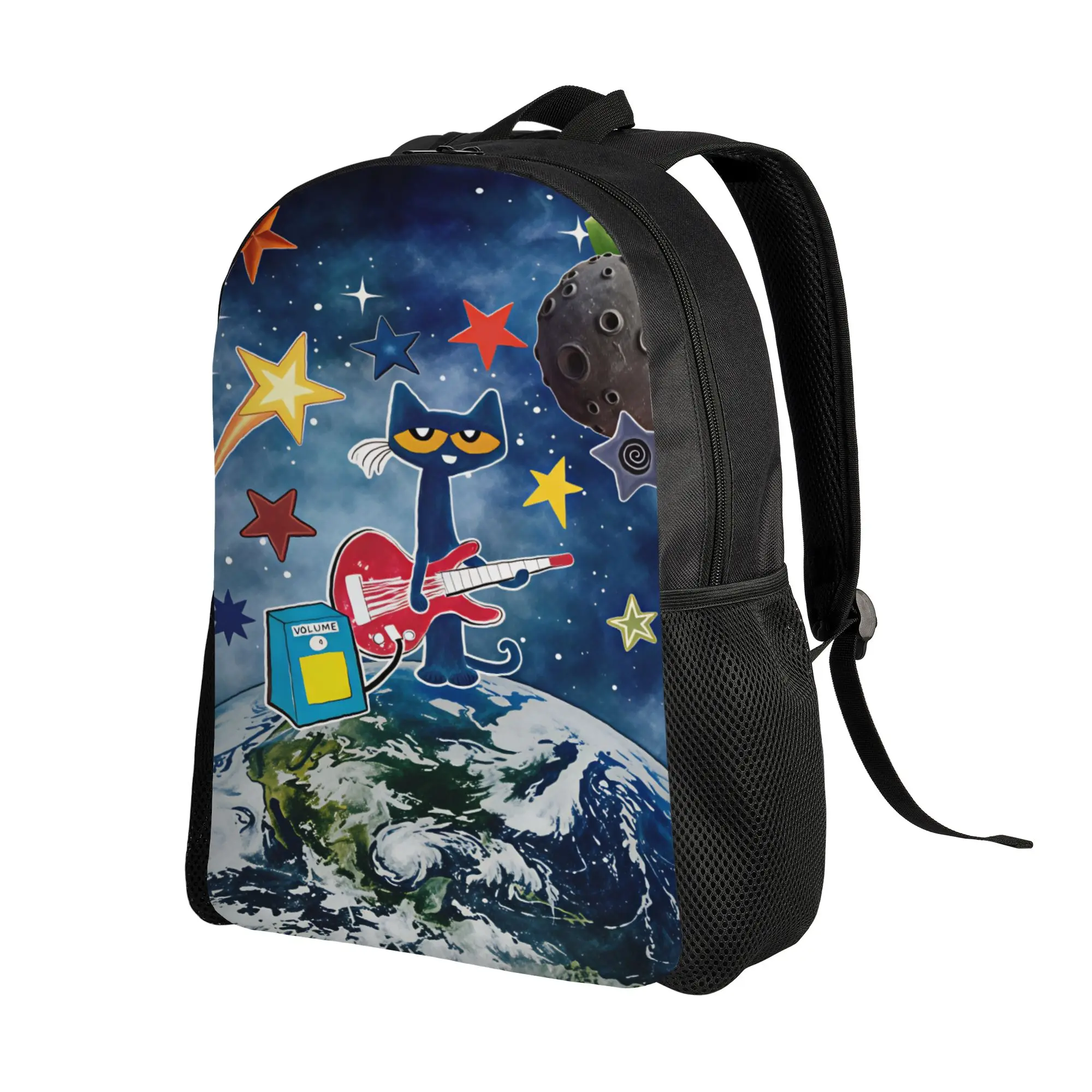 Pete The Cat Stars Comic Backpack Youth  Soft Backpacks Polyester Stylish High School Bags Outdoor Designer Rucksack