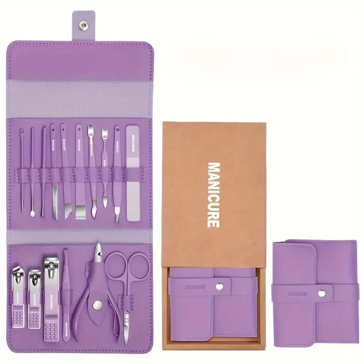 Premium Nail Care Kit - Classic Style with Purple Travel Case, Stainless Steel Tools for Salon-Perfect Grooming