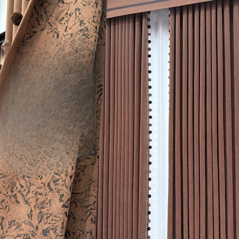 Double-sided rose silent curtains, modern simplicity