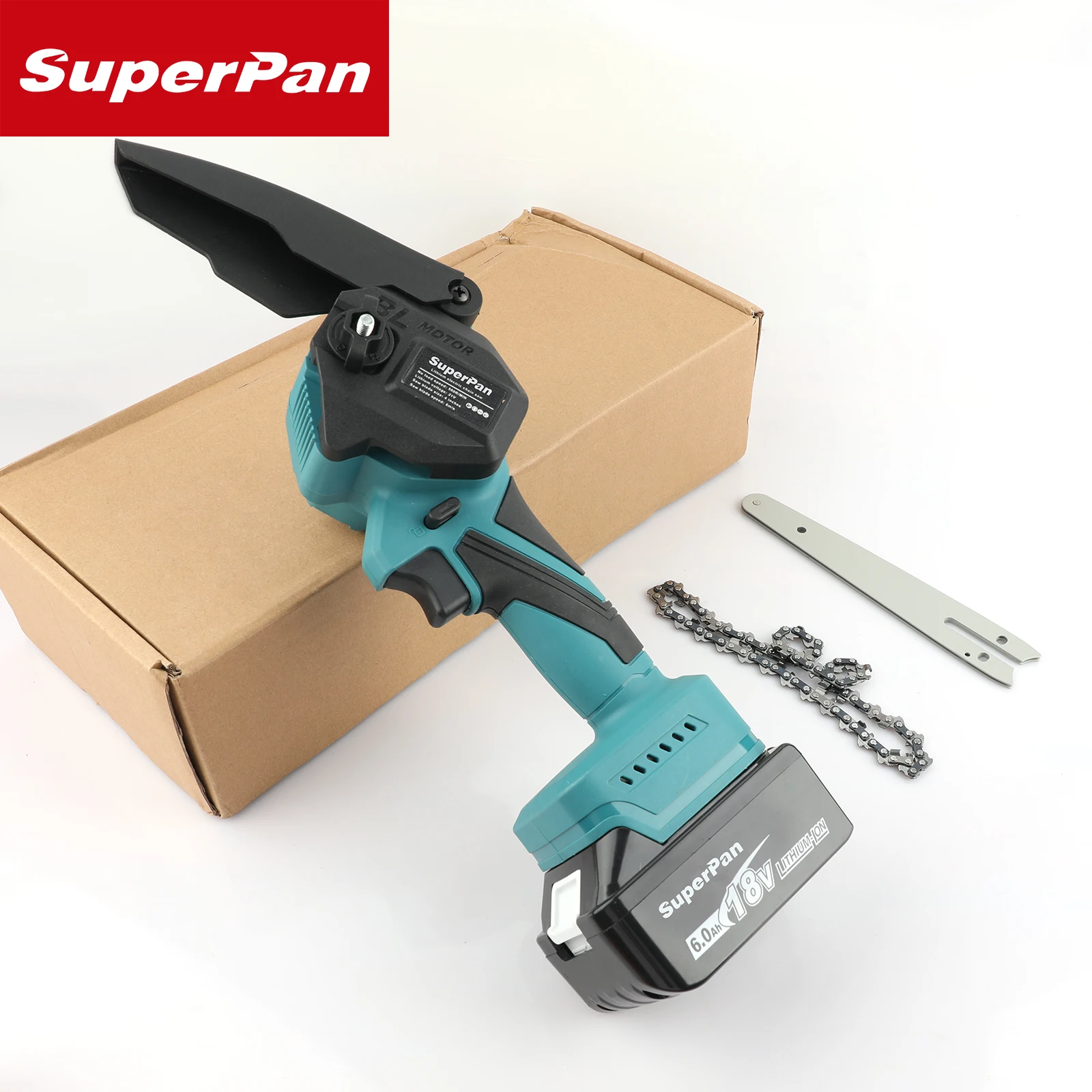 

Беспроводная мини-цепная пила Superpan 6 дюймов — портативный электрический инструмент для обрезки деревьев и распиловки древесины, совместимый с аккумуляторами Makita 18В