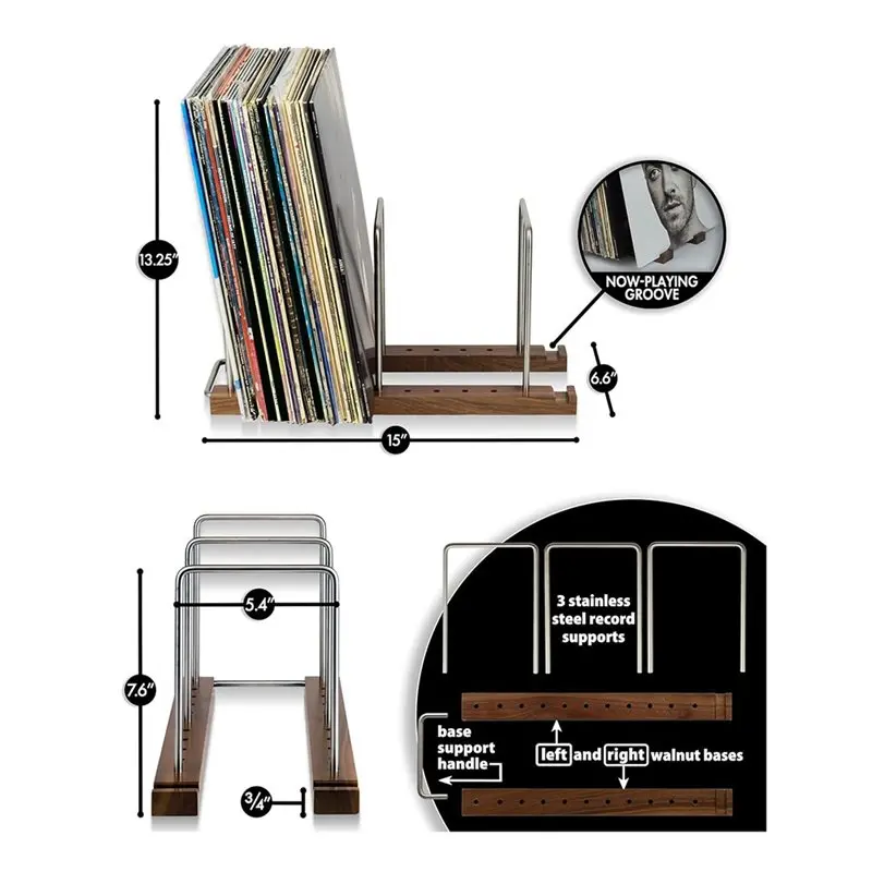 ABZV-For 75 LP Vinyl Record Storage Holder, Record Stand Featuring Built-In Now Playing Display,Vinyl Record Holder