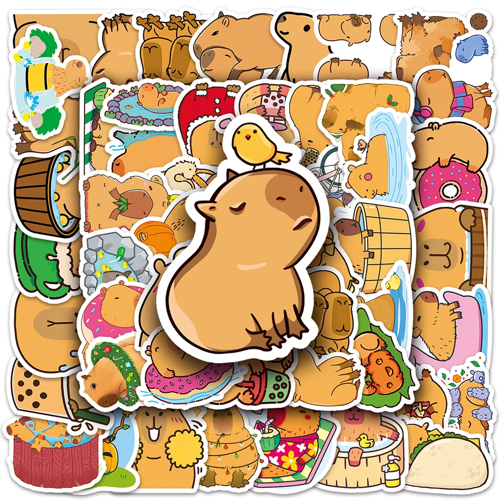 

10/30/50pcs Kawaii Cartoon Capybara PVC Graffiti Stickers Laptop Scrapbook Phone Diary Cute Stationery Sticker Kids Classic Toys