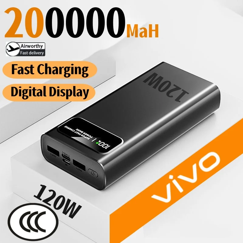 VIVO 200000mAh 120W Powerbank قدرة عالية سوبر شحن سريع بطارية خارجية محمولة LED شاشة ديجيتال آيفون سامسونج #1
