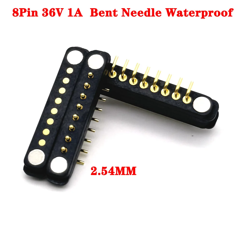 

1Pair 8Pin Bent Needle Waterproof Spacing 2.54mm Magnetic Pogo Pin Connector Pogopin Male Female Spring DC Power Socket