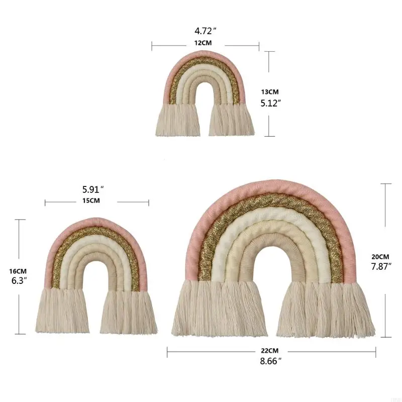 J0MF Tęczowa makrama ścienna do powieszenia pokoju dziecięcym i dekoracji wnętrz Wspaniały prezent