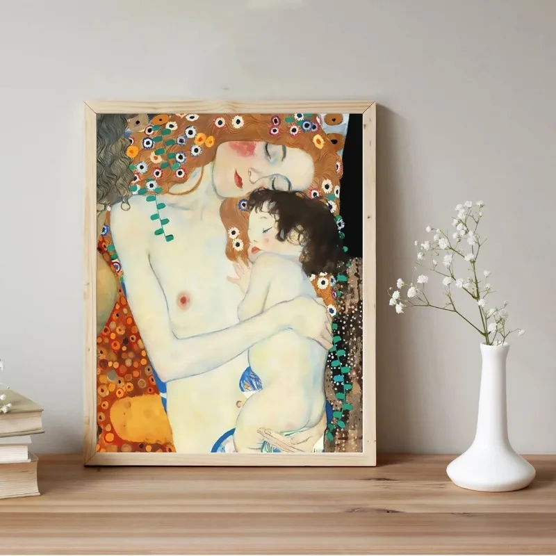 Artist Gustav Klimt Classic Collection The Kiss Abstract Flowers Landscape Canvas Print Poster Wall Art Living Room Home Decor