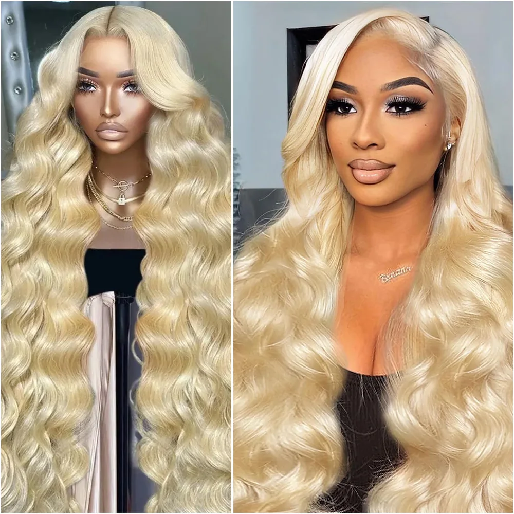 

13x6 Hd Lace Frontal 40 Inch 613 Blonde 100% Human Hair Wig 200 Density Preplucked Brazilian Body Wave Lace Front Wigs For Women