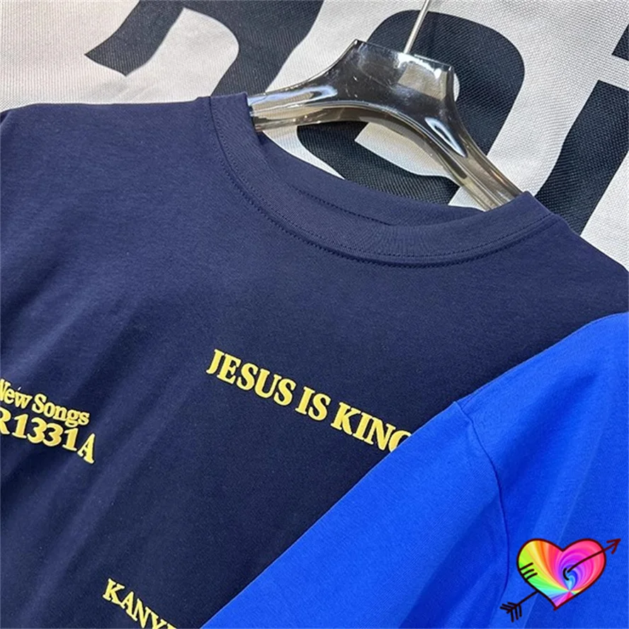 2024 Navy Blue Kanye West New Songs Tee Men Women Hip Hop Jesus Is King T-shirt Loose Fit Tops Short Sleeve