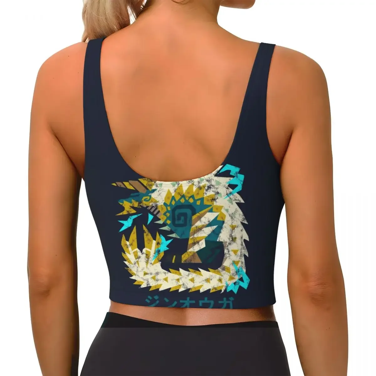 Custom Monster Hunter World Iceborne Zinogre Kanji Women Sports Bra High Impact Vest Gym Workout Yoga Crop Tank Top
