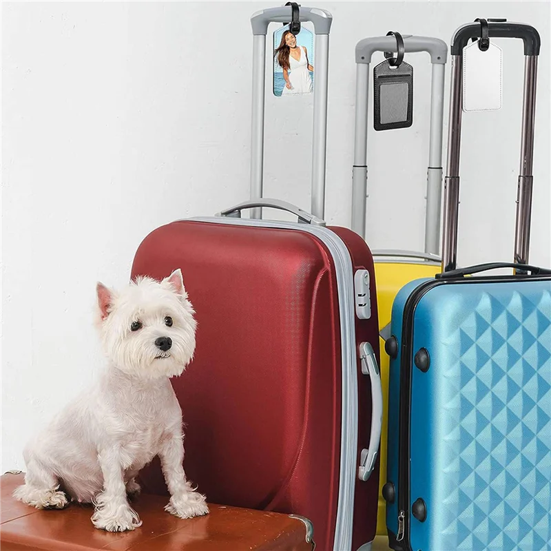60Pack Sublimation Rohlinge Gepäck Tags PU Leder Wärme Transfer Tasche Tags Für Reise Koffer Sport Taschen Halter
