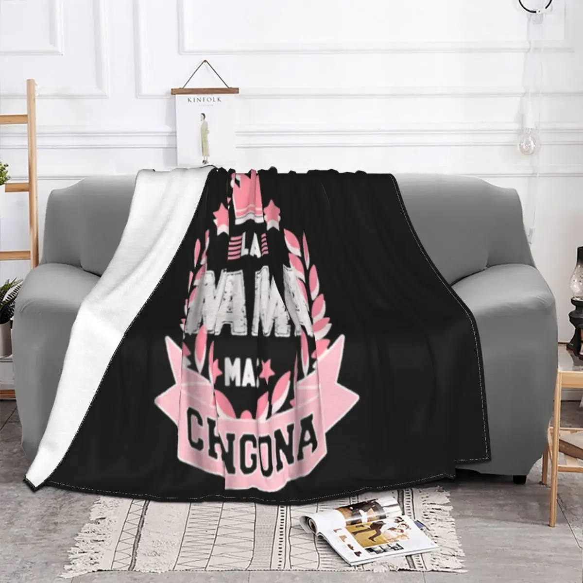 Premium La Mama Mas Chingona Camisa En Espanol Para Mama New Design Printing Famous Text Throw Blanket